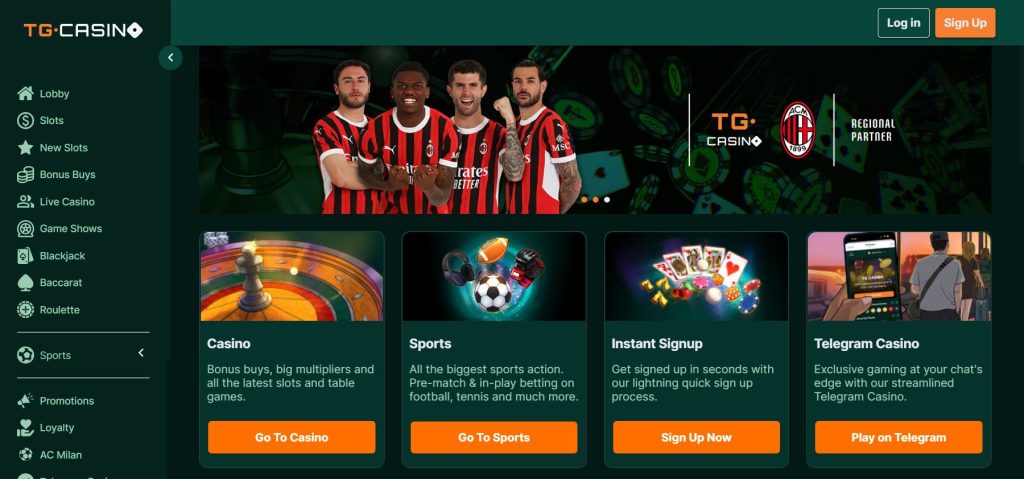 TG Casino Index Page - Telegram Integrated Texas Online Sports Betting App
